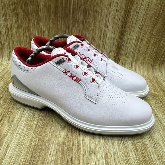 Nike Air Jordan ADG 5‎ Men's Size 9.5 White Fire Red Golf Shoes Spikeless NEW